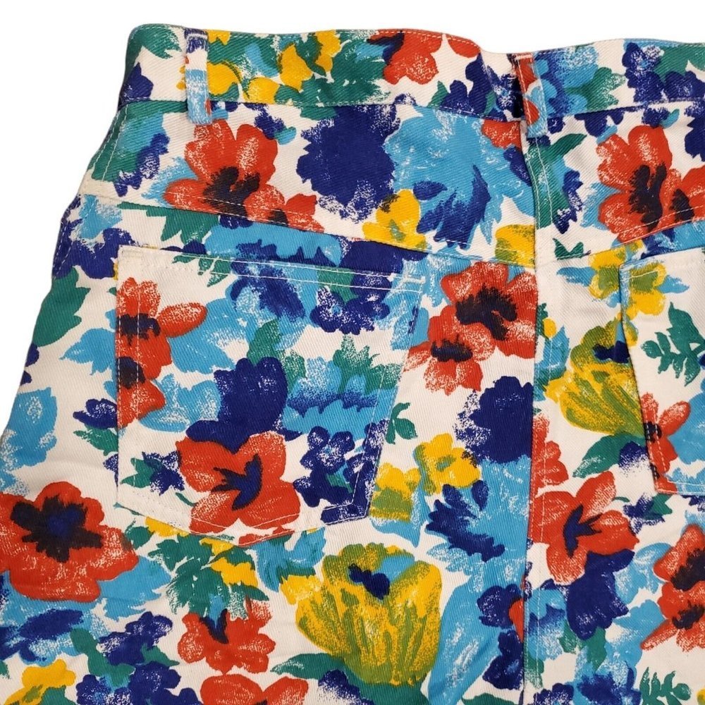 Vintage 90s Womens Size 14 Floral Denim Baggy Mom Shorts 7" Inseam - Picture 4 of 6